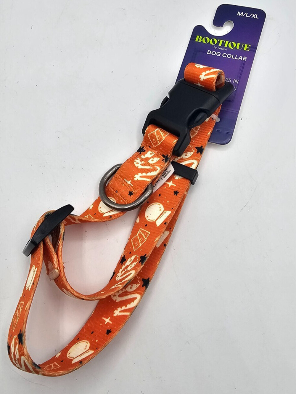 Bootique tarot-inspired Halloween dog collar in orange M/L/XL